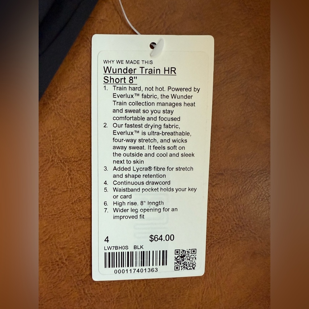 Lululemon Wunder Train High-Rise 8” Shorts Black Size 4 NWT Everlux - Picture 10 of 10